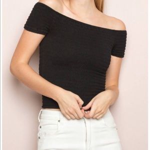 Nordstrom off the shoulder black cropped tea